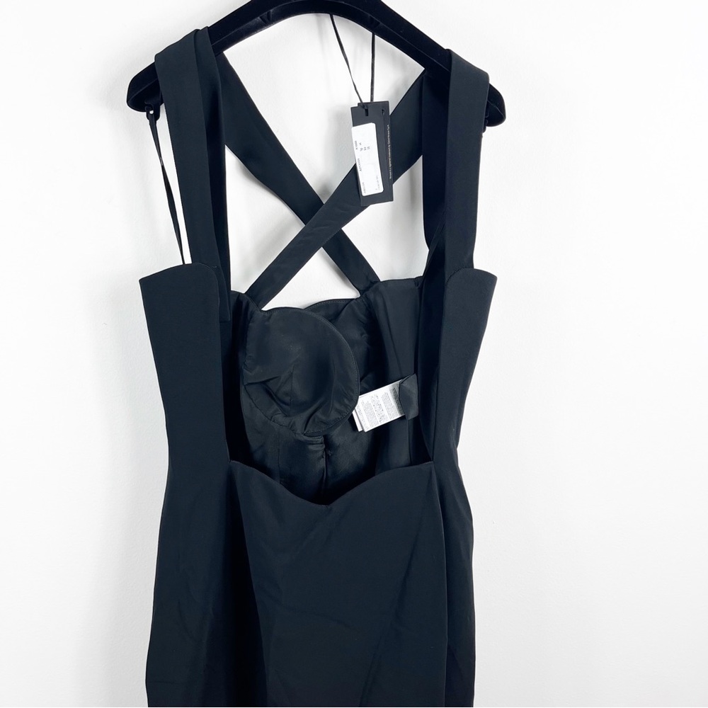 Versace Runway Sleeveless Bustier Criss Cross Strap Evening Gown 8 NWT Black - Picture 13 of 16